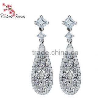 elegant Lady Cubic Zircon AAA Micro Paved Luxury Water Drop Bohemia Dangle Earrings for Women