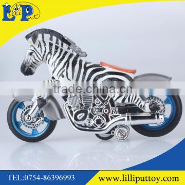 High simulation hard PVC Zebra motorbike toy funny animal toy for zoo