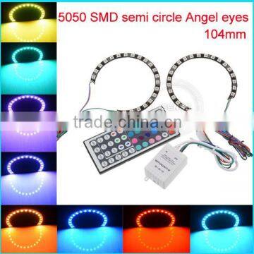 104mm DC12V Black PCB semi circle 5050 smd led halo rings with different color