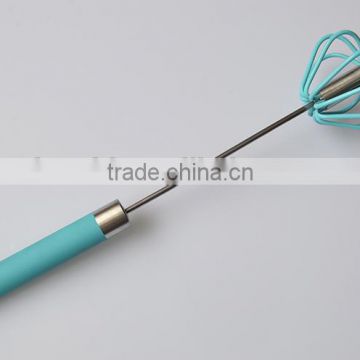 Stainless Steel Hand Push rotating whisk silicone coating