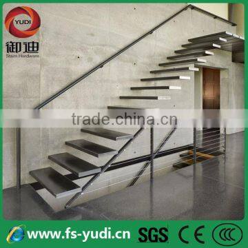 straight space saved glass wood staircase design