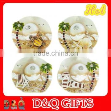 Resin fashion beach strawhat magnet with diamond