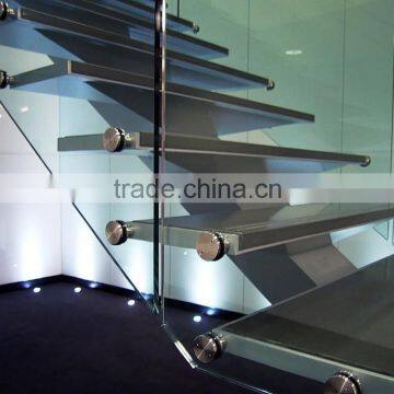 Straight Glass Stairs, Laminated Glass Staircase, Single Stringer Stair--YUDI photo-2