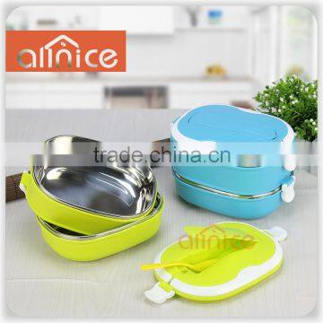 Fasion design Stacking Lunch Box - Two Tier Tiffin with Vacuum Seal Lid and Stainless Steel Interior with a gift spoon