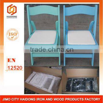 colorful wood paded folding chair