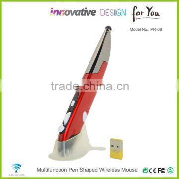 The newest business gifts, oem wireless optical pen mouse with laser pointer rf 2.4g