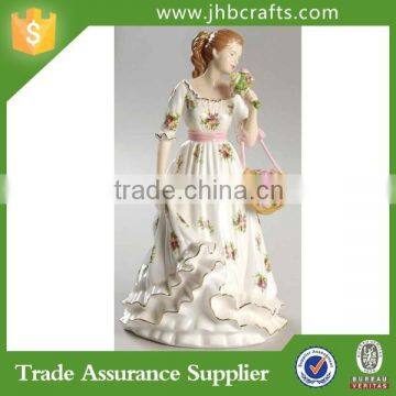 Custom Resin Printed White Dress Lady Figurines Home Decoration