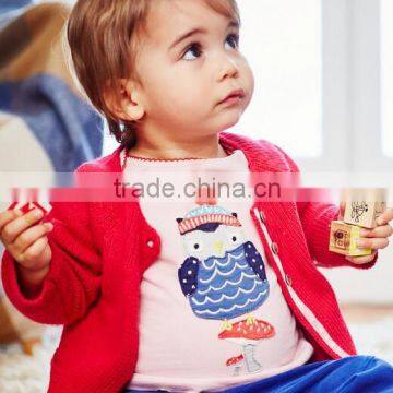 2016 European and American style long sleeves autumn design cartoon little girl t-shirt