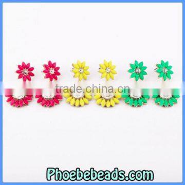 Wholesale Fashion Stud Acrylic & Crystal Flower Dangle Earrings CE-D002