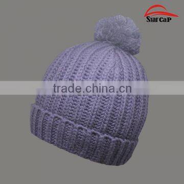 NEW STYLE POM POM BEANIE HATS WHOLESALE CUSTOM KNITTED FOLD BEANI HATS AND CAPS