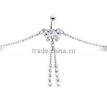 Clear Striking Gem Butterfly Belly Chain