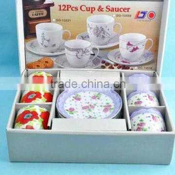 12pcs gift set porcelian coffee cup with saucer