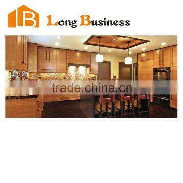 LB-JL1137 Wood Veneer Kitchen Cabinet Modern Kitchen Design with Small Island