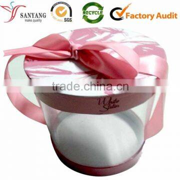 New Custom Logo Clear PVC Gift Boxes Cylinder Shaped Box With Silk Ribbon photo-3