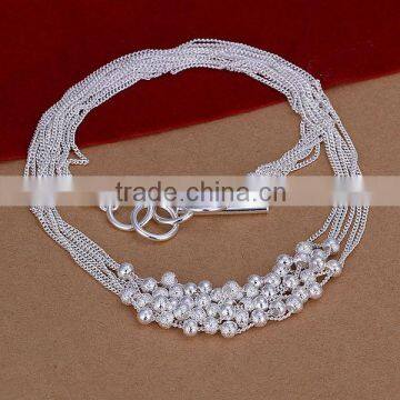 wholesale 2014 fashion women bead pendant jewelry fake silver necklace