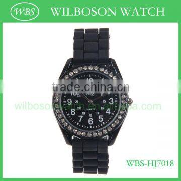 CZ stone fashion silicone girls watch