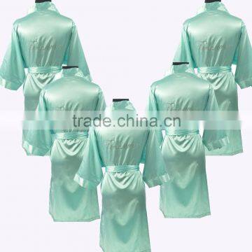 High Quality soild color Bridesmaid Satin Kimono Rhinestone Robes