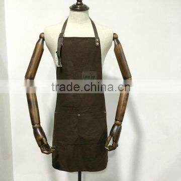 customized super quality canvas shop apron ,work apron leather embossed logo