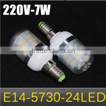 AC 220V 240V Wall light 7W E14 SMD 5730 24 LEDs Corn Bulbs Diamond Surface Spotligh