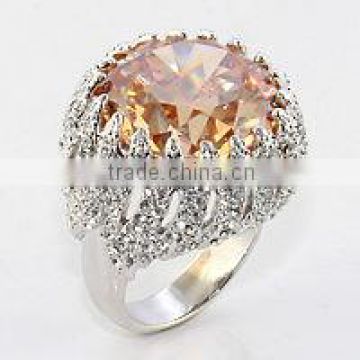 Brass luxury big champagne cz ring