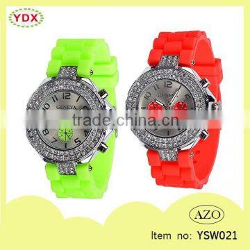 New Design Rhinestone Silicone Ladies Watch Women Watch