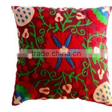 RTHCC-34 Colorful Floral Designs Traditional Pure Export Quality Jaipur Embroidery Cotton Suzani cushion covers For Christmas