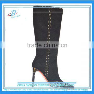 Good quality women sexy knee boots women leather high heel winter warm boots for bulk sale