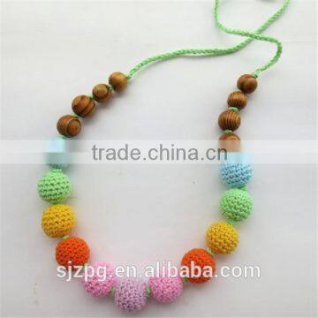New Design Handmade Crochet Round-shaped Wood Beads Necklace photo-2