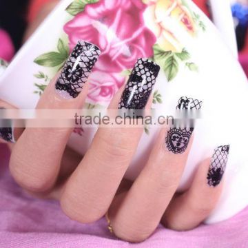 flower nails accesories black/white lace nail wrap ripple popular nail sticker                        
                                                Quality Choice