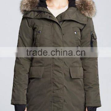 Womens Fashion Glacier Down Coat With Faux Fur Trim Hood