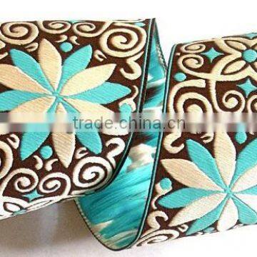 Pinwheel zinnia woven jacquard ribbon wholesale