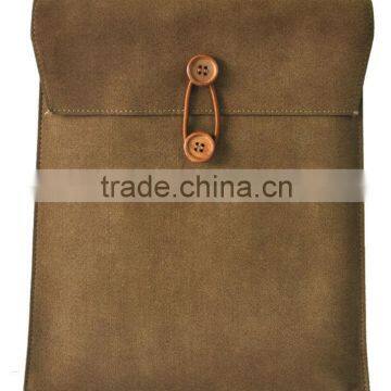 rectangular brown synthetic suede tablet sleeve with flap