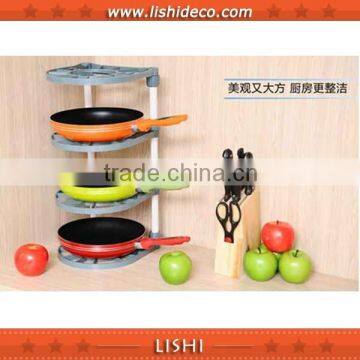 Four layer Plastic Kitchen Pans Rack