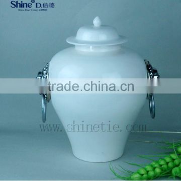 china white ceramic vase with lid porcelain jar