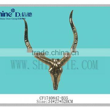 MODERM BULL SKULL HEAD GOLD HORNS WITH HORNS WALL ORNAMENT