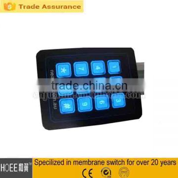 high quality 4x3 back light tactile membrane switch keypad membrane