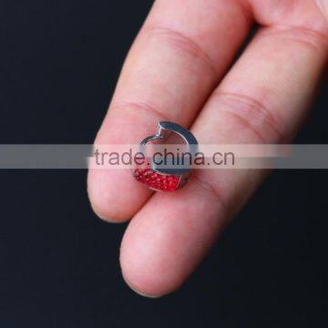 Stylish Surgical Steel Gem Paved Piercing Hoop Earrings photo-2