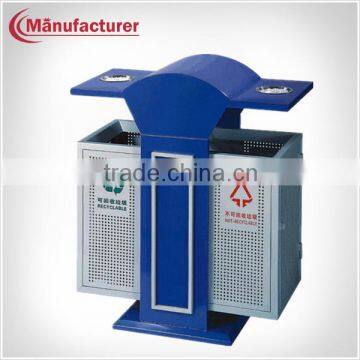 Metal Street Separate Lockable Waste Paper Garbage Bin for Park