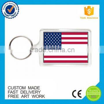 Fashion design American flag custom acrylic souvenir keychain