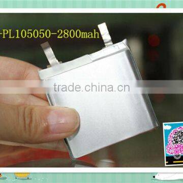 CE,Rohs approved AAAA Li-polymer 2800mah 3.7V rechargeable lipo battery for phone