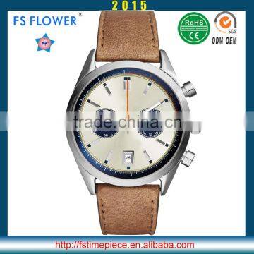 FS FLOWER - Leisure Sports Men's Watch Quartz Analog Chrono Watches Leather Strap Senior Gift For Men