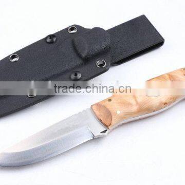 OEM fixed blade knife with D2 blade and white shadow wood handle