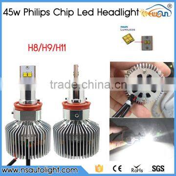 Canbus Led Auto Headlight With P hilips Chip LED 45W 4500 Lumen H11 Led Headlight