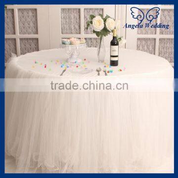 SK005J Angela Wedding Round Tutu puffy Ivory tulle table skirting