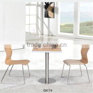 Leisur modern cafe furniture Leather dining chair Wood coffee table on sale CA174