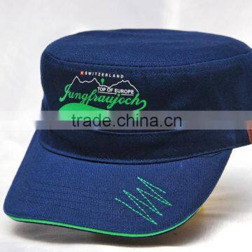 Dongguan hat factory high quality custom Switzerland flat caps army caps