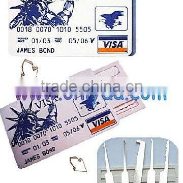 locksmith tool Bank visa card machine and door lock pick tool James bond 007, high-class locksmith needed tools