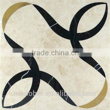 warterjet marble, beige and black composite marble imposted by ceramic panel building marble wall