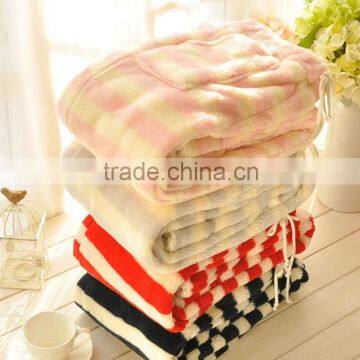 High quality coral fleece pyjamas soft 100% cotton yarn dyed striped women lounge pants