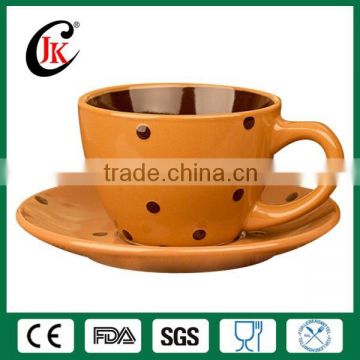 Modern ceramic coffee cup and saucer